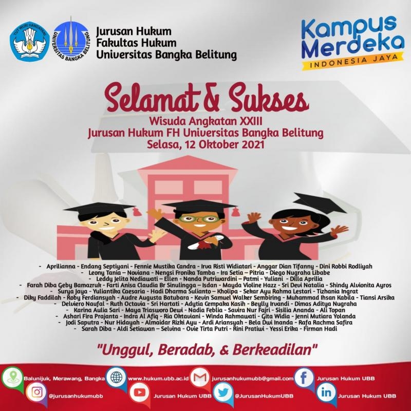 67 Sarjana Hukum FH UBB Siap Berkarya Dimasyarakat